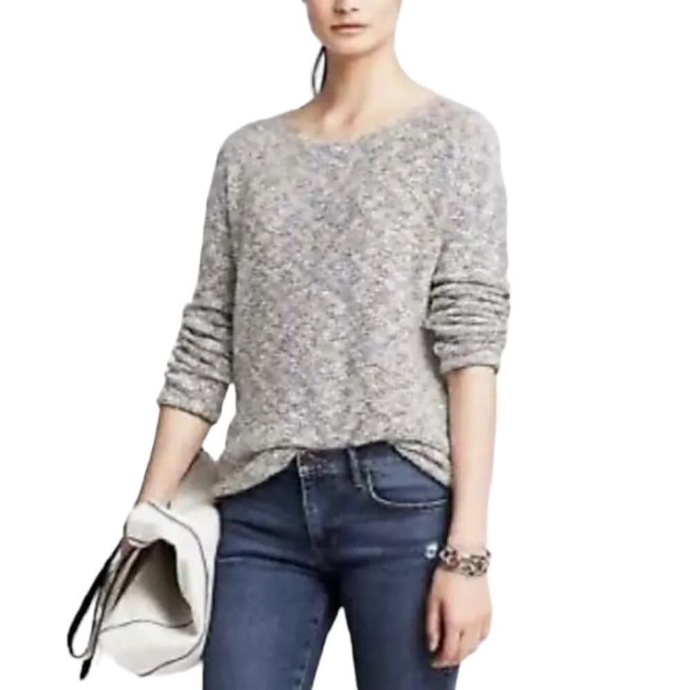 Banana Republic Black White Small Lightweight Round Neck Long Sleeve Sweater